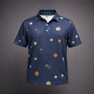 William Murray Polo Shirt XXL Navy Firework Print Performance Golf Stretch